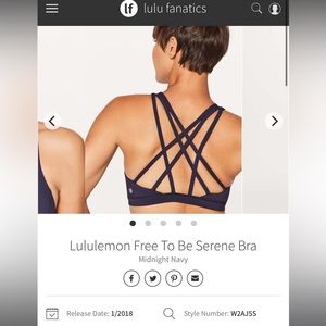 lululemon Free to Be Serene Bra. Navy size 8